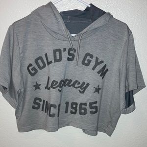 Grey crop top hoodie, half sleeve